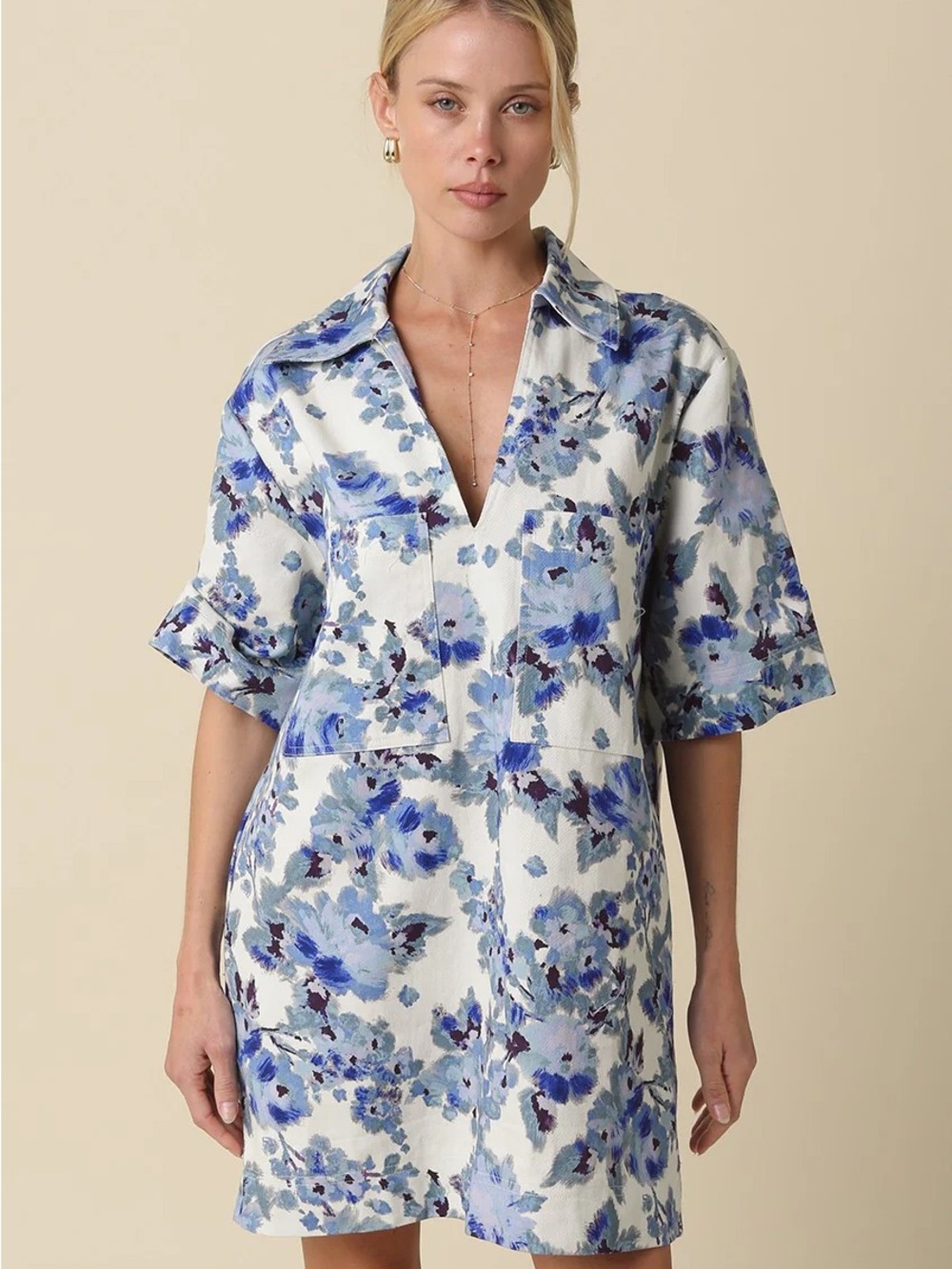 Olivaceous Carley Floral Collared Dress